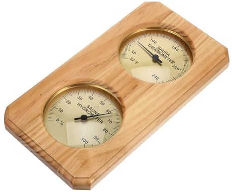 Anneome Termómetro Higrómetro para Sauna de Doble Escala ℉ Medidor de Humedad Ambiental Mecánico Montaje Pared de Madera para Uso Doméstico E Interior
