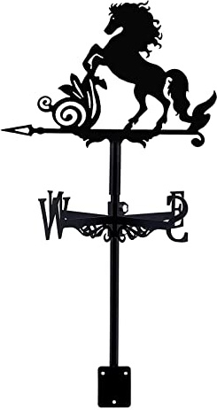 PMYIEXILA Paleta de viento de metal, exquisita veleta de metal, veleta de clima, creativa, con forma de llave de agua, indicador de dirección del viento, acero inoxidable, veleta de caballo B