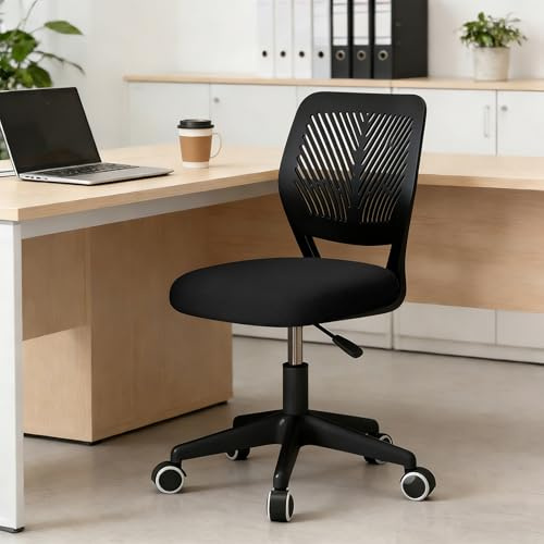 HDHNBA Höhenverstellbarer Homeoffice-Stuhl ohne Armlehnen – runder Schreibtisch-Rollhocker mit Rückenlehne