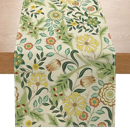 Runner da Tavola Fiori Bosco Verde Primavera ed Estate - Decorazioni Stagionali Primavera ed Estate Casa di Campagna Cucina Tavolo - Decorazioni Interne Vacanze Feste - 33x183 cm