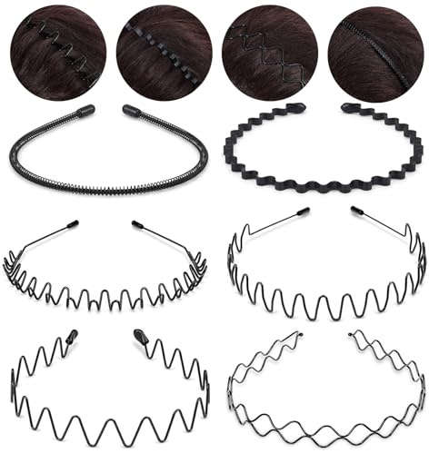 6 Stück Metall Haarband, Quilax Welle Metall Haarreifen, Rutschfeste Stirnband, Unisex Haarbänder für Männer und Frauen, für Sport, Fitness, Yoga & Alltag