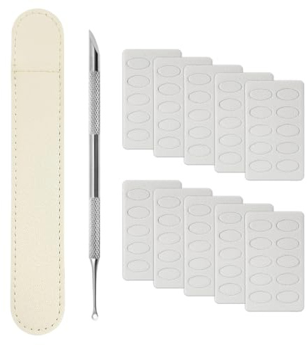 XBFOCNH Empujador de Cutículas 2 en 1 con 100 Hojas de Lija Blancas,Kit de Manicura y Pedicura Profesional de Acero Inoxidable con Estuche de Cuero,Herramienta para Eliminar Cutículas