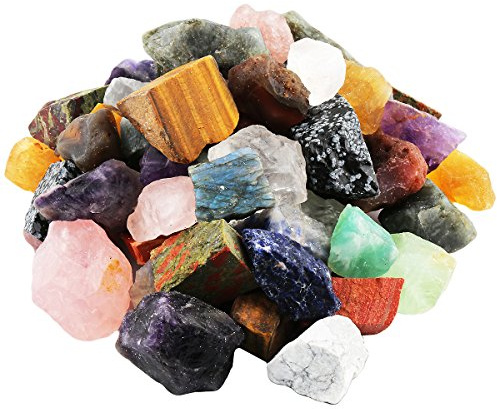 mookaitedecor 460g Mischfarbe Steine Rohsteine Edelsteine Natürliche Kristalle Steine für Aquarium Dekoration Wicca & Reiki Heilsteine