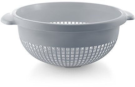 YBM HOME Deep Plastic Strainer Colander with Handle – Made of Food Safe BPA-Free Plastic - Durable and Dishwasher Safe - Use for Pasta, Noodles, Spaghetti, Vegetables and More (1, Gray)