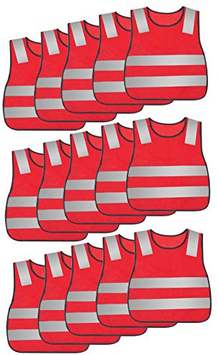 AIEOE Kids High Visibility Vest Mesh Safety Vest Reflective Construction Vest Traffic Work Vest Industrial Vest Emergency Vest With Elastic Waistband Neon Red 15PCS