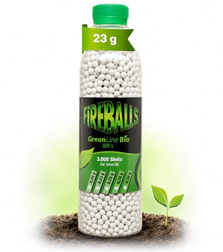 FireBalls Bio BBS 6mm Green Line – Premium Softair Munition Weiß – 5.95mm High Precision – Biologisch abbaubare Airsoftkugeln in Flasche
