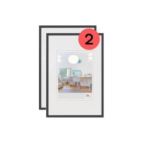 walther design Bilderrahmen schwarz 42 x 59,4 cm (DIN A2) Doppelpack, New Lifestyle Kunststoffrahmen KV426BD