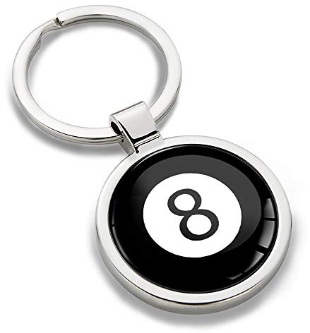 Biomar Labs® 3D metall biljard 8 svart boll nyckelring tillbehör män kvinnor nyckelring gåva KK 198