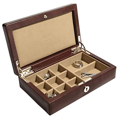 Dulwich Designs Windsor Chestnut Brown Leather Cufflink Box