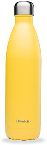 Qwetch - Bouteille Isotherme Originals Jaune 750ml - 24h Froid et 12h Chaud - Etanche & Réutilisable - Gourde inox isotherme pour Sport, Voyage, Bureau, Randonnée