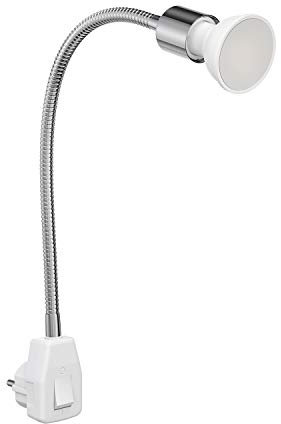 ledscom.de Lampada a zoccolo LESCH Lampada da lettura a collo d'oca, interruttore, cromo incl. lampada LED GU10 6,74W 630lm 100° bianco