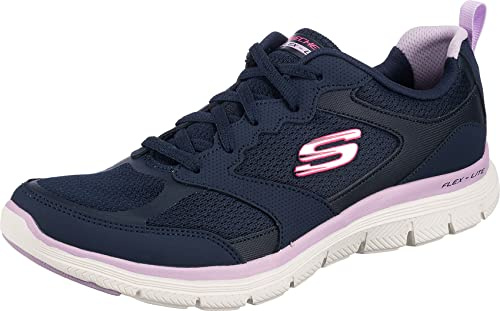 Skechers Damen Flex Appeal 4.0 Active Flow Sneaker, Navy Leather Mesh Trim, 41 EU