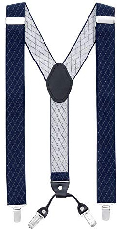 MASADA Bretelle da uomo Clips resistenti 3,5 cm di larghezza fino a 195 cm di altezza Losanga Blu Scuro
