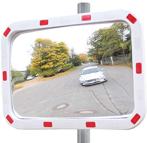 Verkehrsspiegel rechteckig 60x40cm mit Reflektoren wetterbeständig unzerbrechlich inkl. Halterung