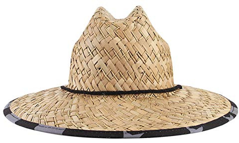 GEMVIE Sombrero de Paja Playa para Hombre ala Ancha Verano Ajustable Urban Gorro Unisexo Estilo Socorrista (Original)