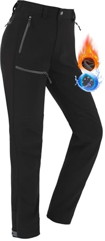 Vzteek Damen-Wanderhose-Thermohose-Skihose-Schneehose-Softshellhose-Wasserdicht Winter Warm Gefüttert Arbeitshosen Regenhose Trekkinghose Outdoor Hosen für Damen Cargohose (Klassisch Schwarz, M)