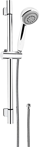 Cornat Brausegarnitur Arielli New – Handbrause 80 mm | 4 Strahlarten: Normal-, Soft- und Massagestrahl – Wasserstop – Anti-Kalk-Funktion – 150 cm Brauseschlauch – 60 cm Wandstange