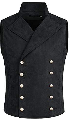 Allthemen Gilet De Costume Homme Double Boutonnage Blazer Sans Manches | Formel Affaires Élégante,Couleur Unie Classique,Col v Avec Poches,Vintage Casual,Slim Fit De Smoking,4 Saisons
