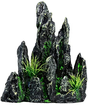 Uotyle Aquarium Decoration - Polyresin Stone Rocks, Large Fish Tank Ornaments (14 * 7 * 16 cm)