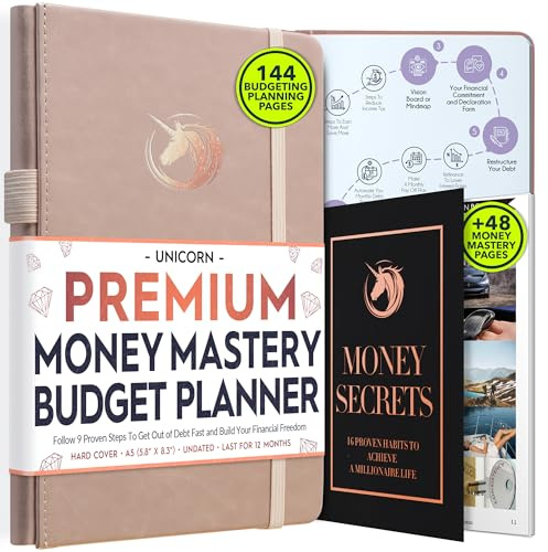 Undated Monatsplaner und monatlicher Rechnungs-Organizer – Eine 12-monatige Reise zur finanziellen Freiheit, monatlicher Budgetbuch-Planer, Gesetz der Anziehungskraft Planer (Rose Gold)