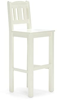 Woodkings Barhocker Catana 41x107x41 cm I Barstuhl aus Massivholz I Barmöbel antik Creme weiß in Vintage, Design I rustikale Küchenstühle mit Fußstrebe