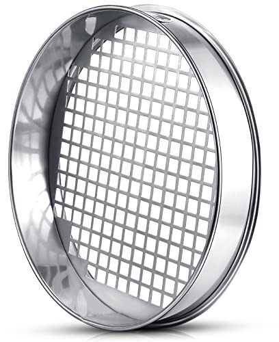 11.81 Inch Sand Sifter Sieve for Gardening Sand Sifter Garden Dirt Sifter for Rocks Stainless Steel Soil Riddle Sieve Mesh Filter Compost Screen 12.5 mm in Hole Size Bonsai Gardening Tool