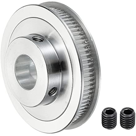 sourcing map 80 Zähne 16 mm Bohrung Zahnriemenscheibe, Aluminium Synchronrad Silber mit M5 Schraube für 3D Drucker Riemen, CNC-Maschine