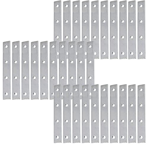 AERZETIX - C65807 - Set di 30 Piastre di montaggio piatte 110x15x2mm perforate con 4 fori - staffa di fissaggio - in acciaio - raccordo per mobile montaggio regolabile ferramenta