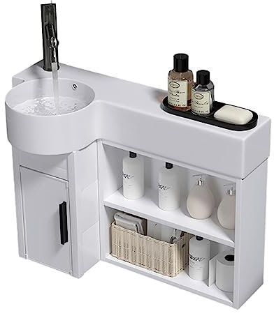 Kleiner Eck-badezimmerschrank Unterschrank Waschbecken Wandmontage Eckig Keramik Klein Wandwaschbecken Hängewaschbecken Mit Armaturloch Badezimmermöbel Eckwaschbecken ( Color : Left , Size : 55cm/21in