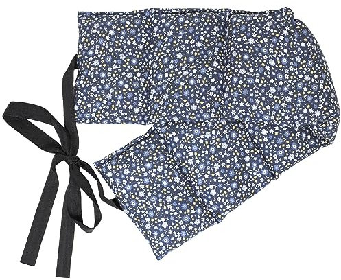 Rapssamenkissen 7-Kammer mit Band, 65x15 Bio-Stoff Blümchen-blau - Wärmekissen, Körnerkissen, Rapskissen
