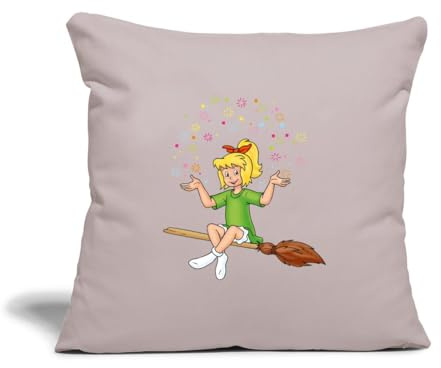 Spreadshirt Bibi Blocksberg Sitzt Auf Kartoffelbrei Kissenbezug 45x45 cm, One Size, helles Taupe