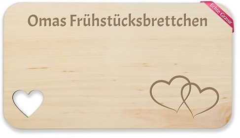 Holz Herz - Großmutter - Omi Geschenk Oma Geburtstag I Weihnachten Omas Frühstücksbrettchen - 22,5x12,5 - Holz - geschenkideen für foto grossmutter zu brotzeitbrett muttertagsgeschenk mama fuer