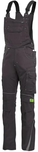 TMG Arbeitslatzhose für Herren – Latzarbeitshose mit Kniepolstertaschen & Stretchbund - robuste Mischgewebe 260 g/m² mit vielen Taschen für Baustelle, Werkstatt & Montage
