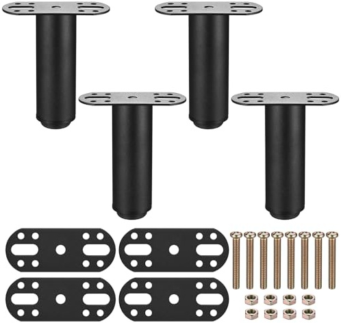 4 Pezzi Piedi Letto Regolabili 12-18cm, Gambe per Mobili, Rete a Doghe, Tavolo, Divano, Armadio - Metallo