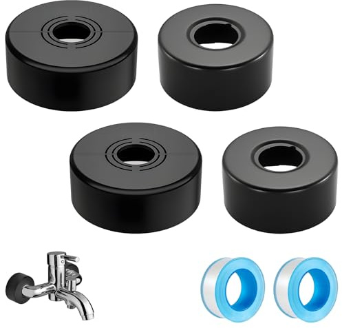 BlueXP Set of 4 Shower Fitting Rosettes Black 70mm and 66mm Deck Rosette Taps Pipe Cover Wire Rosette Shower Rosettes for Bathroom Shower Mixer Taps Radiator