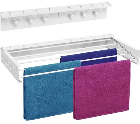 My Green Deal - Wandtrockner Ausziehbar - Wäscheständer hängend - Wäscheständer klappbar - Wandmontage - Schwarz (Weiß)