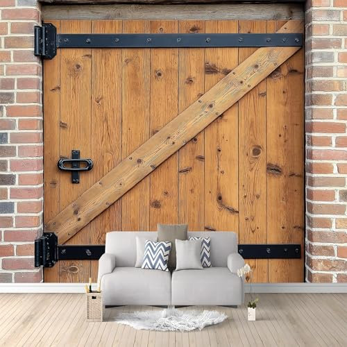 Murales Papel Pintado Salon Grano De Madera Puerta De Madera De Jardín De Roble 250x175 cm Fotomurales 3D Tejido No Tejido Papel Tapiz Fotográfico Decorativos Murales Dormitorio Oficina Hotel