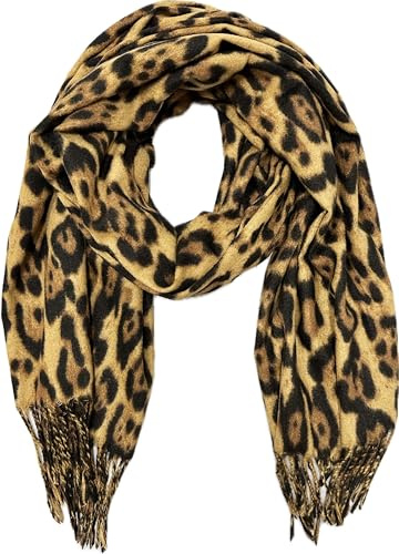 XXL leopard vinter höst halsduk stola tyg övergångsscarf ull bomull med fransar lejon, BRUN, 190 x 68 cm