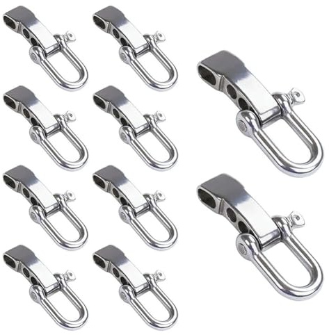 Pqahffowr 10 Pièces Boucle de Manille de Bracelet Paracorde, Fermoir de Manille D'Ancre d'arc Clip de Manille Réglable pour Bracelet de Survie Argent