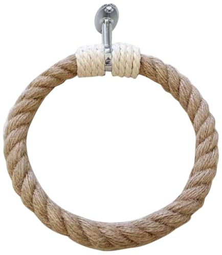 DECOMELODY Rustikaler Handtuchhalter im Boho Stil Handgewebter Wandhalter aus Langlebigem und Seil Kompakter Badezimmer Wandhandtuchring Dekorativ und Praktisch für Bad Küche Wohnzimmer
