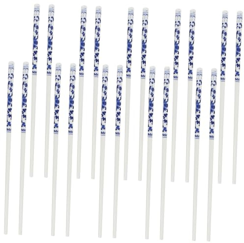 Gatuida 10 paia Bacchette Cinesi in Ceramica Blu e Bianco Porcellana Lunghe Riutilizzabili per Cena Resistente Schegge per Casa e Ristorante