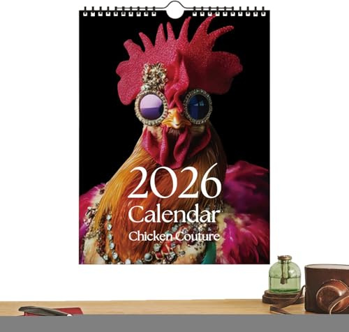 2026 Hühner-Wandkalender – Verspielter Monatsplaner Mit Hühnermotiv Und Inspirierenden Zitaten | Hochauflösender Kalender Mit Großem Bilddesign Für Zuhause, Büro Und Schule, Kreatives Geschenk