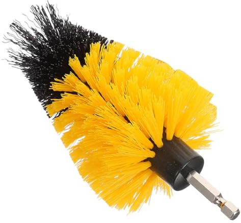 DIKACA Drill Brush Attachment 5-Inch Cone-Shaped Yellow Scrubber Head for Power Drill, Multi-Purpose Tile Grout Cleaner and Car Detailing Brush for Bathroom and Kitchen Cleaning