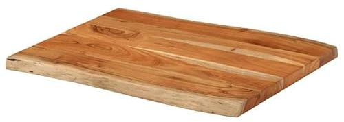 Eleganz Tablero de mesa de madera maciza de acacia con superficie natural, 70 x 60 x 3,8 cm, rectangular, borde de árbol, duradero y natural para cocina, salón u oficina