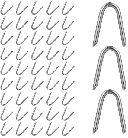 TOYANDONA Clavos en Forma de U para Jardinería 70 Piezas, Clavos de Hierro Galvanizado para Fijar Césped, Mangueras y Vallas Metálicas, Herramienta para Suelo de Jardín Exterior y