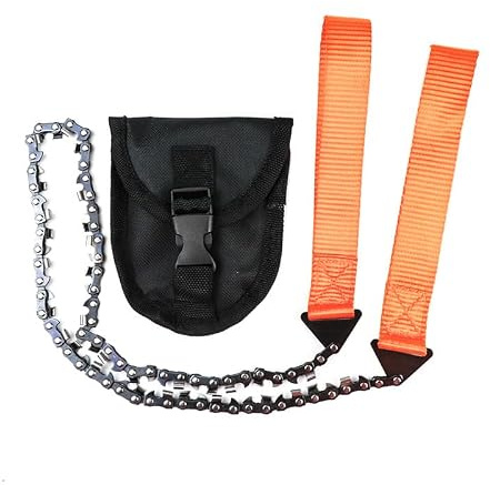VOBOR Scie à Main à Chaîne de Survie, Tronçonneuse Manuelle Portable avec Poignées et Étui en Nylon, Outil de Camping Randonnée Chasse (33 Dents)