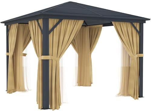 X-Metal Pergola en Aluminium Anthracite 300x300 cm, Hauteur 251 cm, Toit en Polycarbonate Anti-UV, 61,5 kg