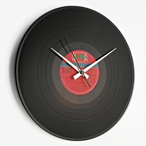 Disc'O'Clock DOC014 - World – Reloj de vinilo para pared, estilo vintage, ideal como regalo, hecho con auténticos discos de vinilo. Modelo: DOC000 - Basic. Disco completo. -
