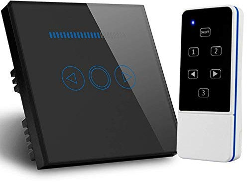 Touch Dimmer Switch UK Standard Crystal Touch Glass Remote Control Light Smart Switch (Black)