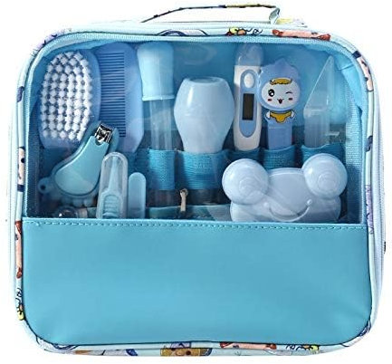 Moonvvin Babypflege Kit 13 teile/satz Neugeborenen Pflegen Set Wesentliche Healthcare Zubehör für Reisen Heimgebrauch mit Tragetasche (Blau)
